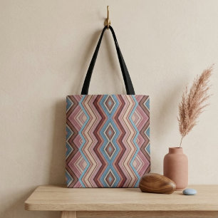 Abstract Multi-Colour Zig Zag Stripes Tote Bag