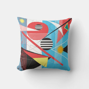 Abstract multi-coloured background of geometric ob cushion