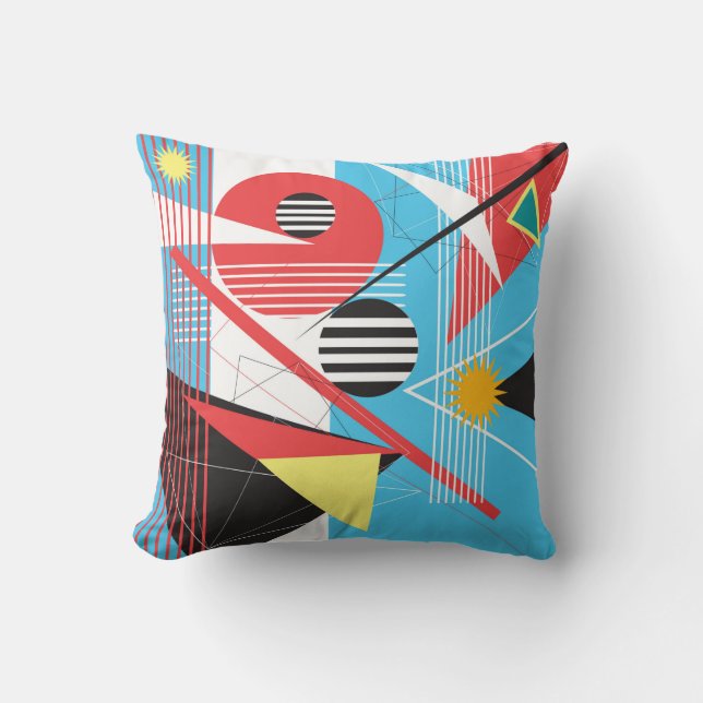 Abstract multi-coloured background of geometric ob cushion (Front)