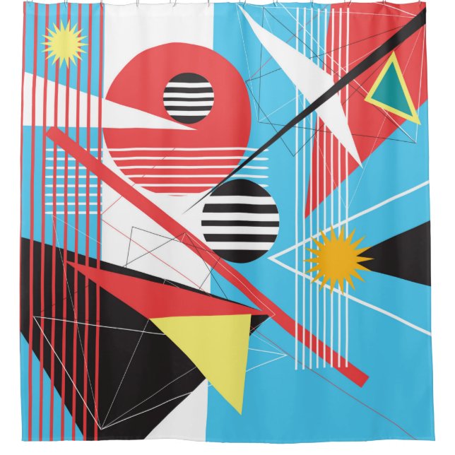 Abstract multi-coloured background of geometric ob shower curtain (Front)
