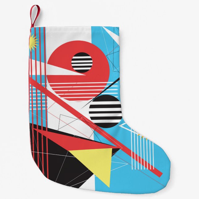 Abstract multi-coloured background of geometric ob small christmas stocking (Front)