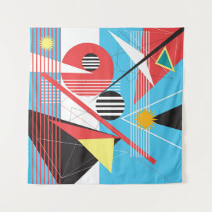 Abstract multi-coloured background of geometric ob tapestry