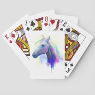 Abstract multi-coloured head horse . playing cards