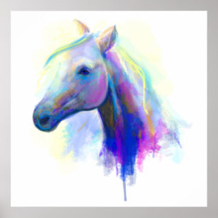 Abstract multi-coloured head horse poster
