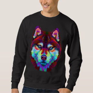 Abstract Multi Coloured Portrait Of Siberian Husky Sweatshirt