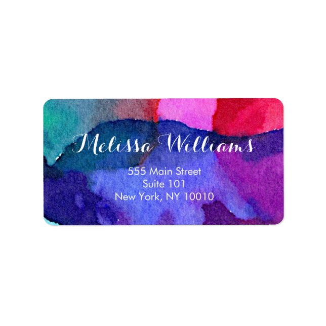 Abstract Multi-Coloured Watercolors Makeup Artist Label (Front)