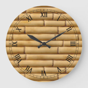 Abstract multicolor bamboo textures large clock
