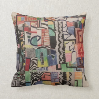 Abstract multicolor collage cushion
