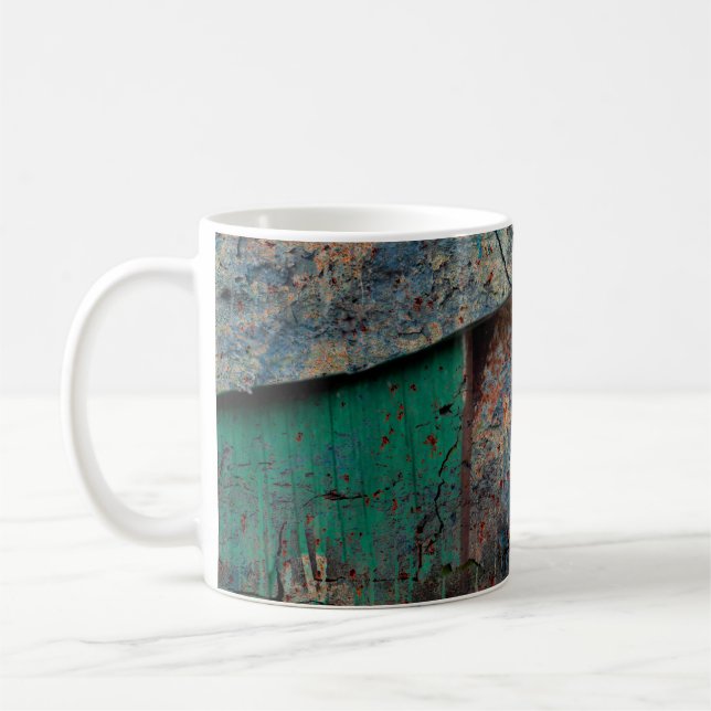 Abstract multicolor grunge background with abstrac coffee mug (Left)