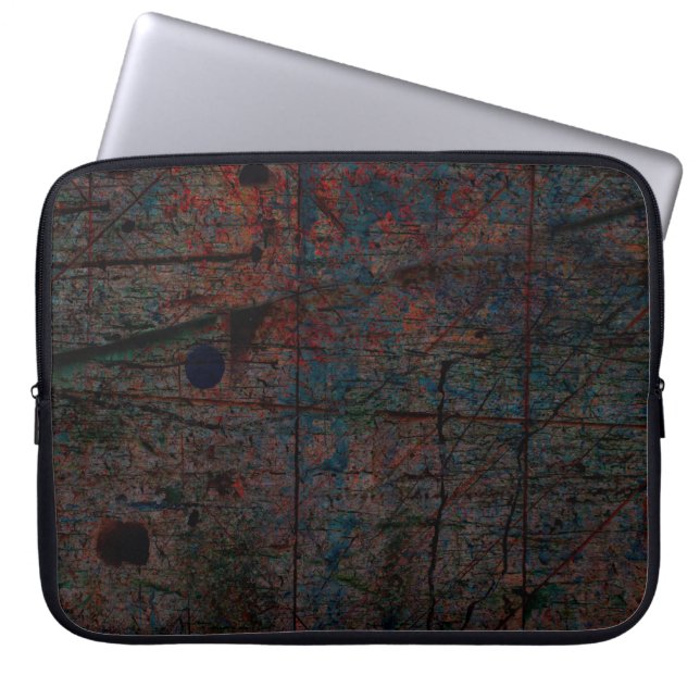Abstract multicolor grunge background with abstrac laptop sleeve (Front)