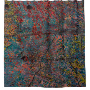 Abstract multicolor grunge background with abstrac shower curtain