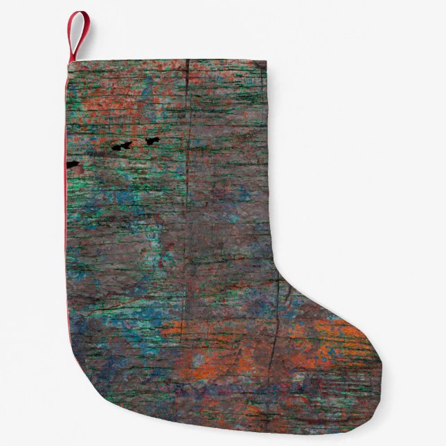 Abstract multicolor grunge background with abstrac small christmas stocking (Front)