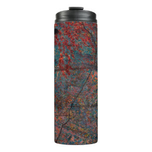 Abstract multicolor grunge background with abstrac thermal tumbler