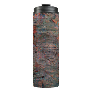 Abstract multicolor grunge background with abstrac thermal tumbler