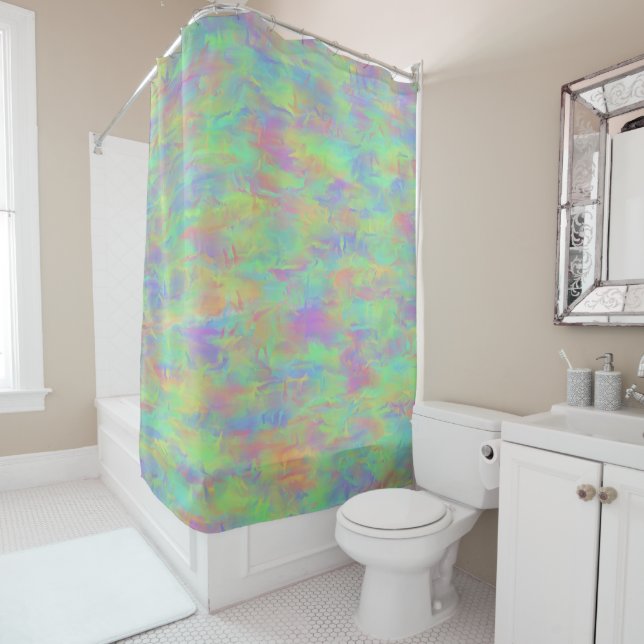 Abstract Multicolor Pattern Shower Curtain (In Situ)
