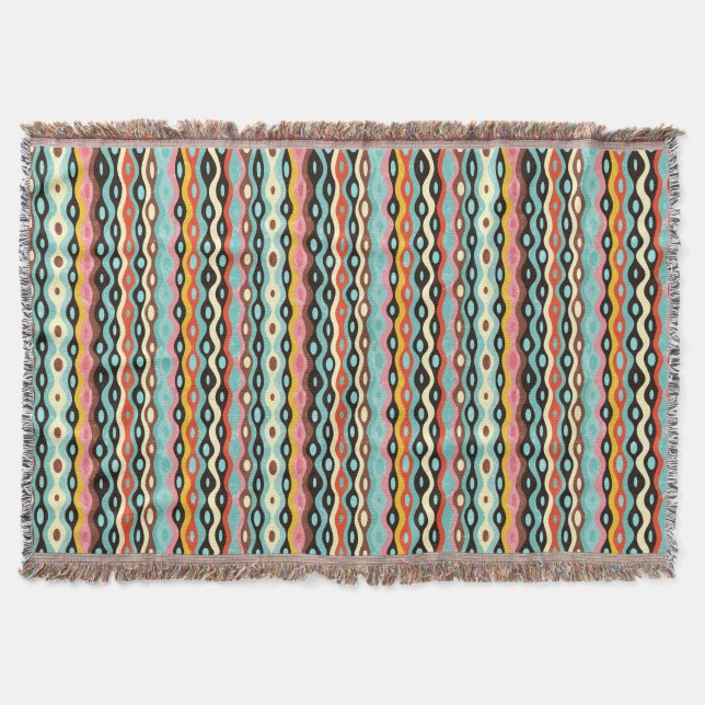 Abstract multicolor pattern throw blanket (Front)