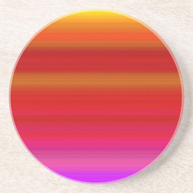 Abstract Multicolor Stripes Coaster (Front)