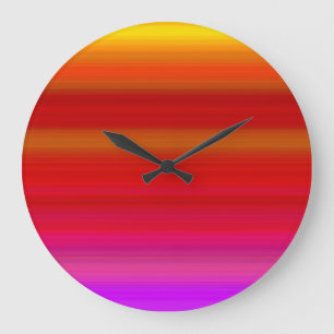 Abstract Multicolor Stripes Large Clock