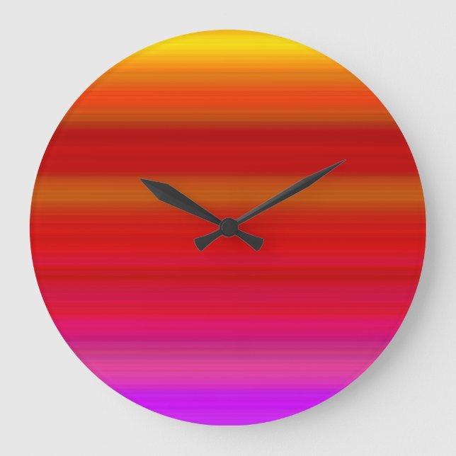 Abstract Multicolor Stripes Large Clock (Front)