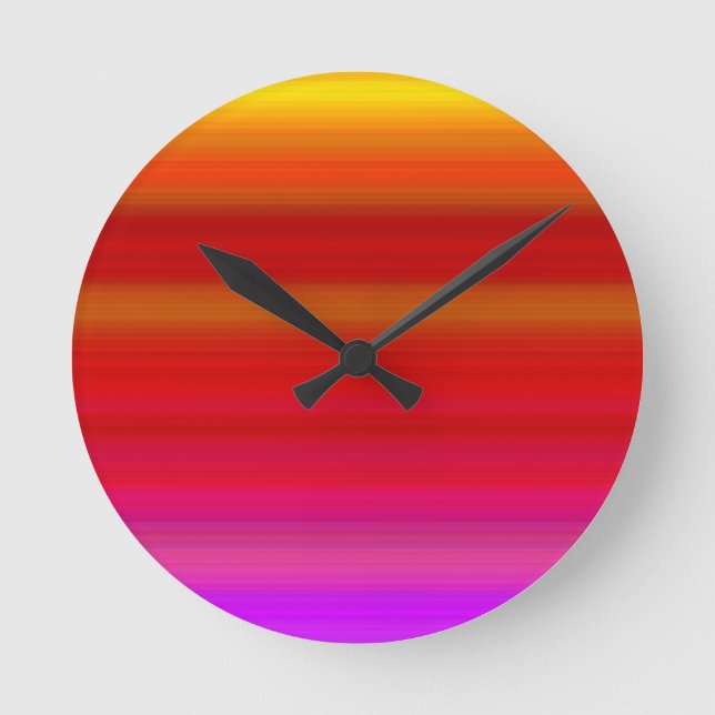 Abstract Multicolor Stripes Round Clock (Front)