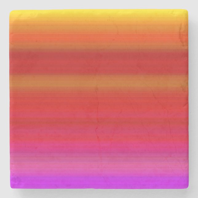 Abstract Multicolor Stripes Stone Coaster (Front)