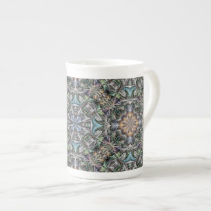 Abstract Multicolor Succulent Garden Rosette Bone China Mug