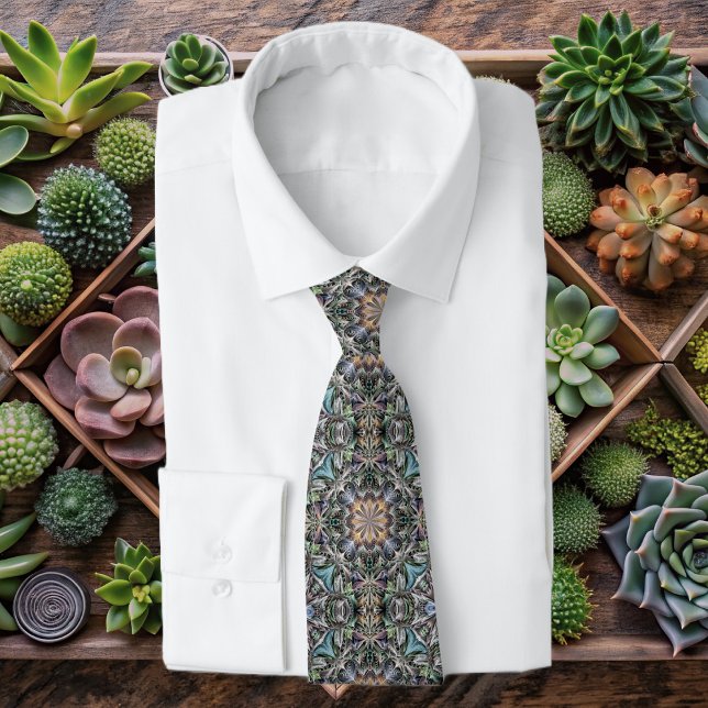Abstract Multicolor Succulent Garden Rosette Tie (Creator Uploaded)