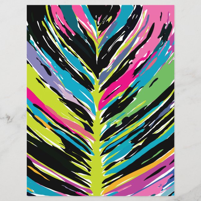Abstract Multicolor Tropical Leaf Scrapbook Paper (Front)