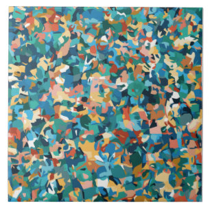 Abstract Multicolored Art in Shirt and Home Decor. Ceramic Tile