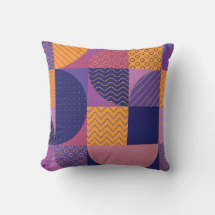 Abstract Multicolored Geometric Vintage Pattern Cushion
