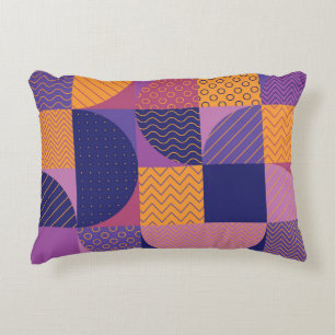 Abstract Multicolored Geometric Vintage Pattern Decorative Cushion