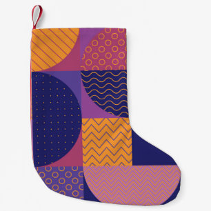 Abstract Multicolored Geometric Vintage Pattern Small Christmas Stocking