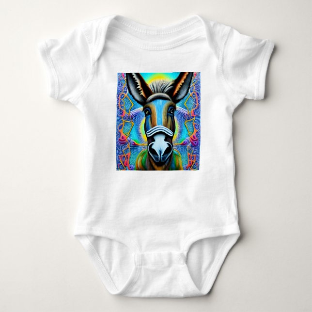 Abstract Multicolored Little Donkey Baby Bodysuit (Front)