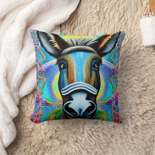 Abstract Multicolored Little Donkey Cushion