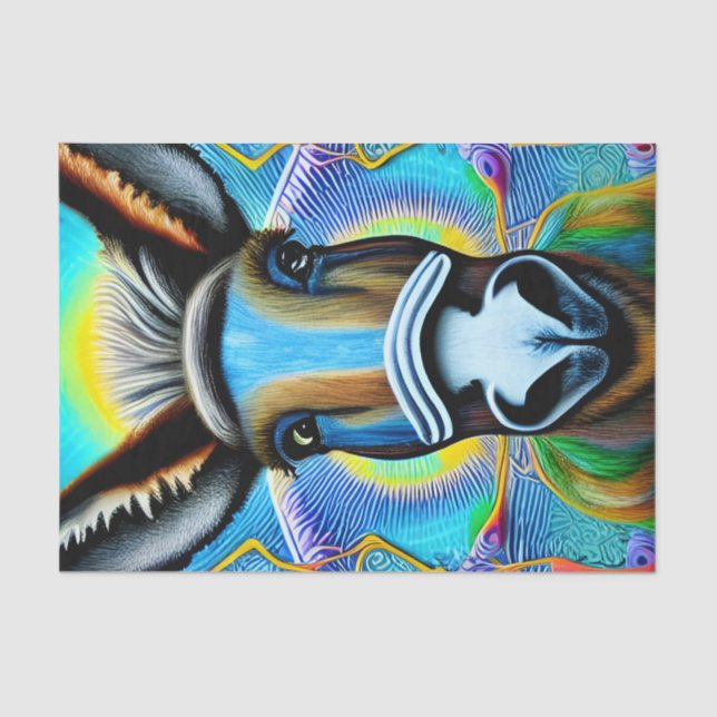 Abstract Multicolored Little Donkey Tissue Paper (Front)