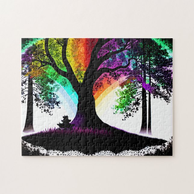 Abstract Multicolored Magical and Enchanted Forest Jigsaw Puzzle (Horizontal)