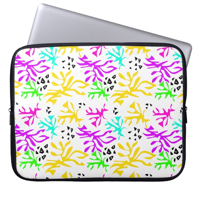 Abstract multicolored neon pattern  laptop sleeve (Front)