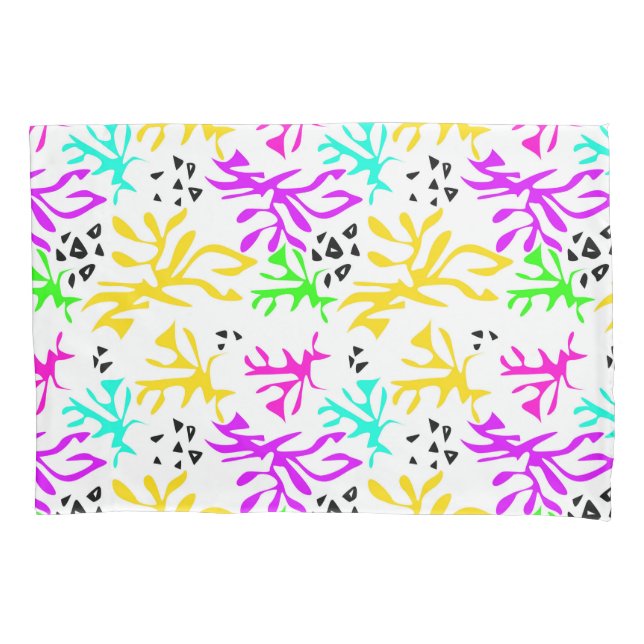 Abstract multicolored neon pattern  pillowcase (Front)