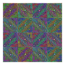 abstract multicolored neon tile design