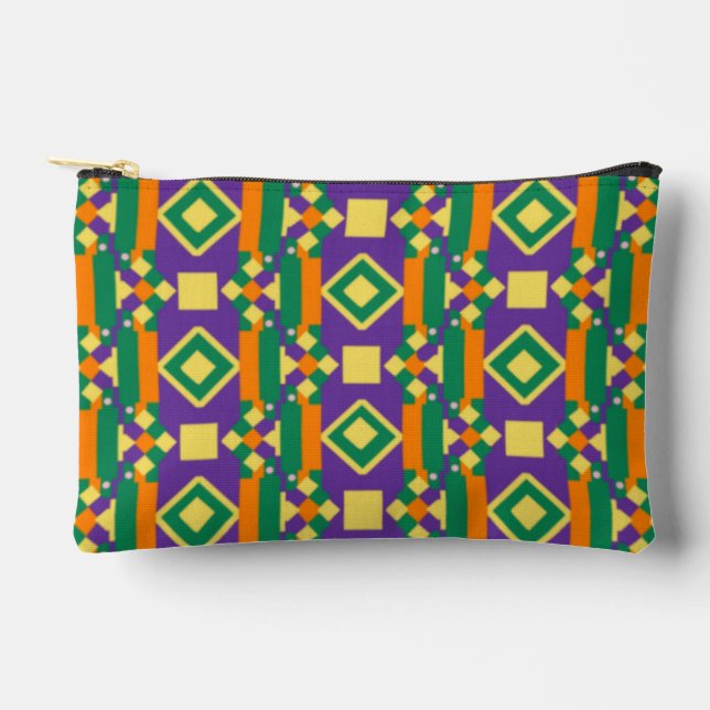 Abstract Multicolored Pattern with Diamonds  Accessory Pouch (Front)