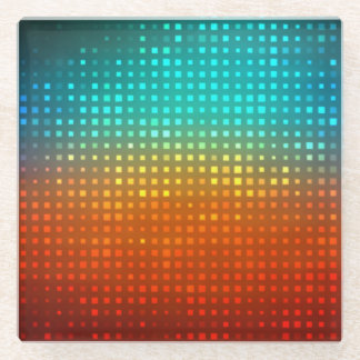 Abstract multicolored soccer, artistic lights. glass coaster