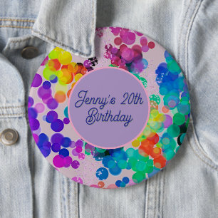 Abstract Multicolour Happy Birthday Bokeh  6 Cm Round Badge