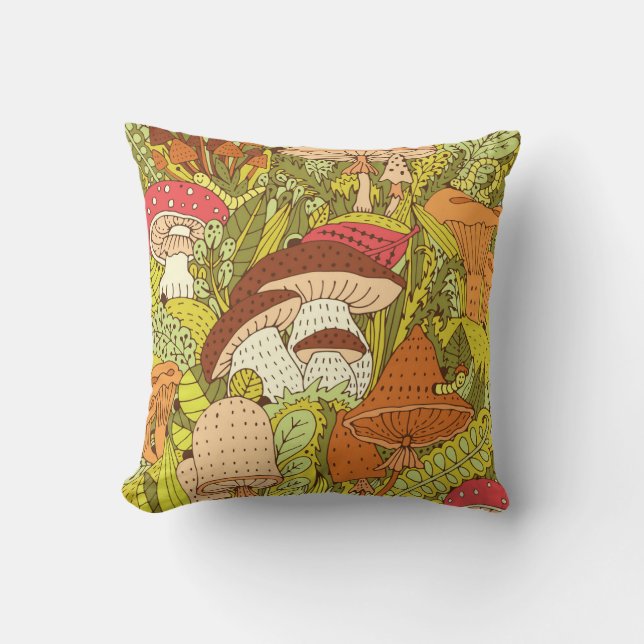 Abstract Mushroom Forest: Artistic Pattern Cushion (Front)
