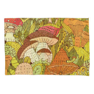 Abstract Mushroom Forest: Artistic Pattern Pillowcase