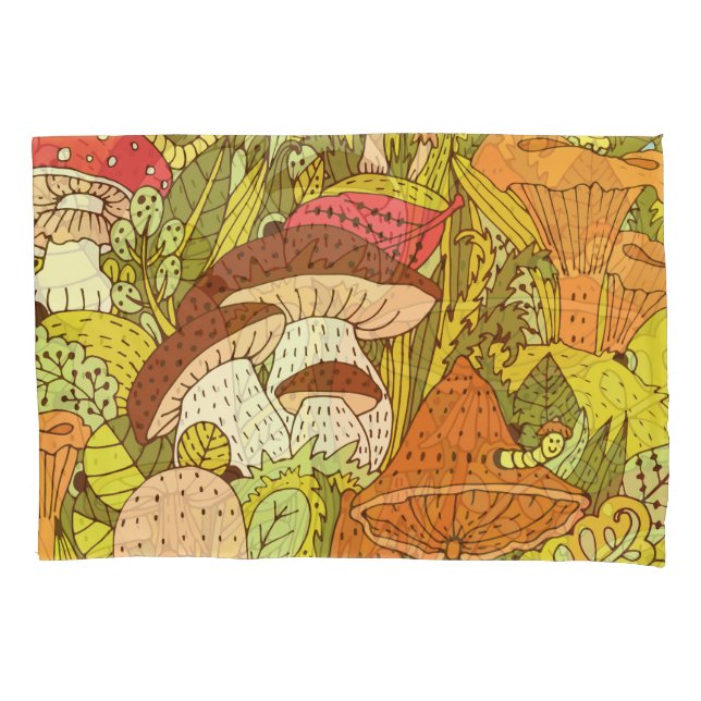 Abstract Mushroom Forest: Artistic Pattern Pillowcase (Front)