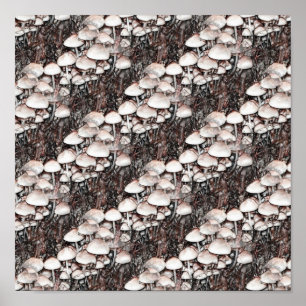 Abstract Mushrooms Fun Nature Art Poster