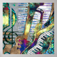 Abstract Music Art Collage - mixed media #1