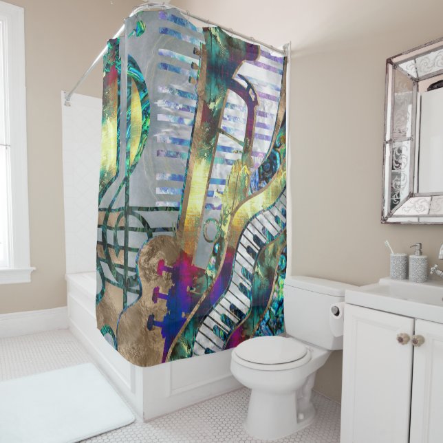 Abstract Music Art Collage - mixed media #1 Shower Curtain (In Situ)