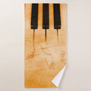 Abstract music background - Keyboard and musical n Bath Towel