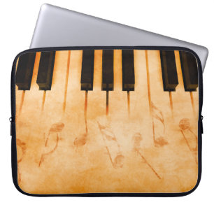 Abstract music background - Keyboard and musical n Laptop Sleeve